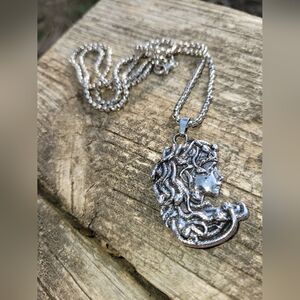 Silver Medusa Pendant Necklace